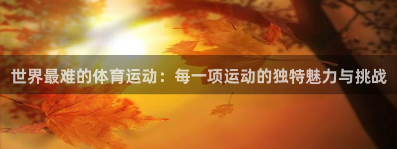熊猫体育手机版：世界最难的体育运动：每一项运动的独特魅力与挑战